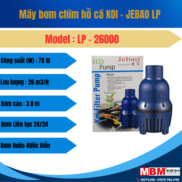 Bơm chìm hồ cá Koi jebao 75W